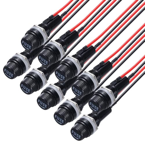 QUARKZMAN 10pz Portafusibile a Pannello 6x30mm AC 250V 10A/AC 125V 15A Portafusibili a Vite con Fili Pre-Saldati, Porta Ovale