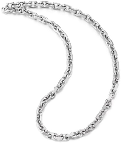 COOLSTEELANDBEYOND Herr Solid Stål Rep Kedja Tjockt Tungt Halsband Länk Kedjelänk Skäggkedja Lager, 59.5 cm, Rostfritt stål, Inga ädelstenar