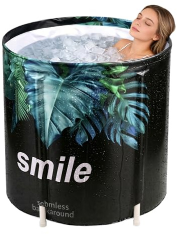 Portable Foldable Bathtub, Separate Family Bathroom SPA Tub, Soaking Standing Bath Tub for Shower Stall, Efficient Taintenance of Temperature, Ideal for Hot Bath Ice Bath (Foliage)