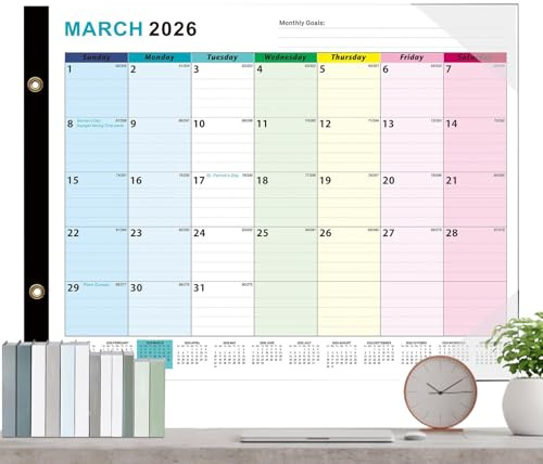 Calendario de borrado en , planificador de borrado en , calendario de enero de 2026 a junio de 2027, marcador grande reutilizable borrable para el hogar, cocina, escuela, oficina, aula, sala
