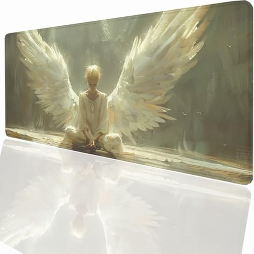 Musmatta Gaming XXL 1200 x 600 x 3 mm – Kontor Stor Musmatta – Förbättra Hastighet Och Noggrannhet Stabil Hållning Skrivbordsunderlägg för Kontor och Hem Skrivbordstillbehör Ängel PjY1343 V-5