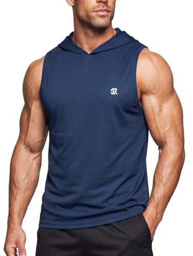 Men's Gym Hooded Tank Top Mesh Muscle Vest Bodybuilding Sleeveless Hoodie Workout Training Stringer Quick Dry Fitness Apparel for Weightlifting Running High Breathability Athletic Gear Navy Blue M
