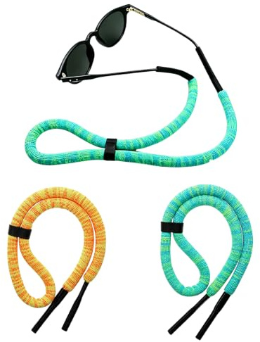 ARYIMYDP 2 Piezas Cordón para Gafas Flotante 65cm Antideslizante, Correa para Gafas Ajustable Anticaída, Cuerda Elástica con Sujeción para Deportes Acuáticos, Natación, Surf, para Hombre y Mujer
