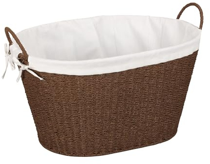 Household Essentials Paper Rope Woven Oval Laundry Basket, Brown