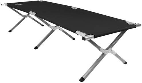 CHARLES BENTLEY Odyssey, Single, Folding, Portable, Camp Bed, For Travel, Heavy Duty, Lightweight, Waterproof, Tear Resistant, Easy Set Up, Carry Bag, Compact, Easy Assembly, Black (190x63x43cm)
