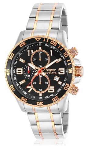 Invicta Men's 14877 Specialty Chronograph Black Textured Dial Two Tone Stainless Steel Watch