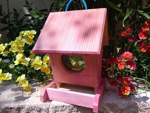 Futterhaus BTV-VOFU1K-pink002 XXL Premium Vogelhaus Vogelfutterhaus rot pink rosarot Nistkasten für Nützlinge im Garten Marienkäfer, als Ergänzung zum Meisen Nistkasten Meisenkasten oder zum Insekten