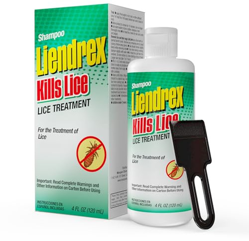 Liendrex Lice Shampoo for Kids and Adults – Fine-Toothed Lice Comb Included; Kills Lice on Scalp and Body Hair; Removes Nits and Eggs; Effective Lice Treatment for All Hair Types | 4 Fl Oz | 1-Pack