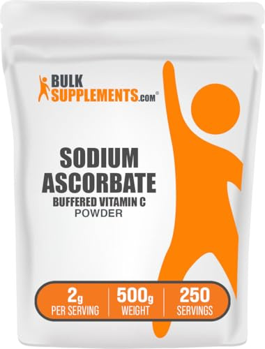 BulkSupplements.com Sodium Ascorbate Powder - for Immune Support, Sodium Ascorbate Vitamin C - Buffered Vitamin C, Gluten Free, 2g per Serving, 500g (1.1 lbs) (Pack of 1)