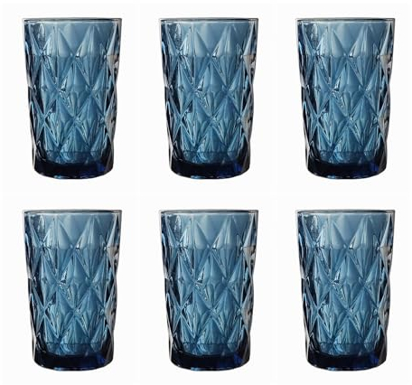 Vintage Parte 6 Set Autobuses De Roma Rey Vaso Bebida Cristal Gafas Copas De Vino Vaso De Agua Vaso De Trago Largo - Azul