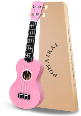 POMAIKAI Soprano Ukulele for Beginners, 21 Inch Ukulele Wood Toddler Guitar Small Hawaiian Ukalalee Starter (Pink)