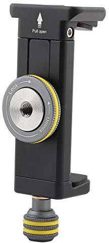 Walfront Supporto per Treppiede per Smartphone, Morsetto per Adattatore per Treppiede per Montaggio su Cellulare Universale in Lega di Alluminio dal Vivo con Slot a Coda di Rondine