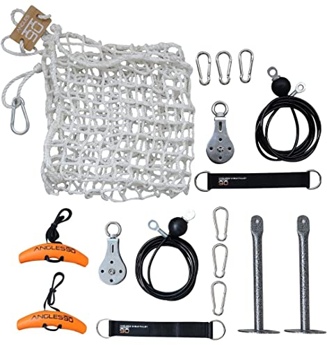 Angles90 Kabelzug Trainingsgerät Set - A90 Cable Pulley Set - Mit 2 Seilzügen &Dynamischen Trainingsgriffen & Gewichtsnetz - Workout für Home Gym - Fitness für Zuhause - Trizeps & Latzug Training