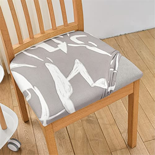 FANSU Nordic Stuhlbezug Sitzfläche 1/2/4/6er Set, Stretch Esszimmerstuhl Sitzbezüge Stuhl Sitzbezüge Abnehmbar Sitzschutzbezug Sitzkissen Hussen für Bürostühle, Bar (Graue Linien,6er Set)