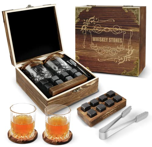 E EASTSTORM Whiskey Geschenke für Männer，Whisky Gläser Set，Whisky Set Gifts for Men，Wiskey Männer Inklusive Whiskey Glas，Whiskey Steine，Weihnachten für Ehemann und Vater