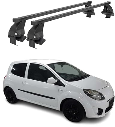 OMAC Barre Transversali in Acciaio per Tetto per Renault Twingo II 2007-2014 – Antifurto Incluso – Testato City Crash – DIN 75302:2019 – ISO/PAS 11154:2006 – Carico Massimo 50 kg Nero