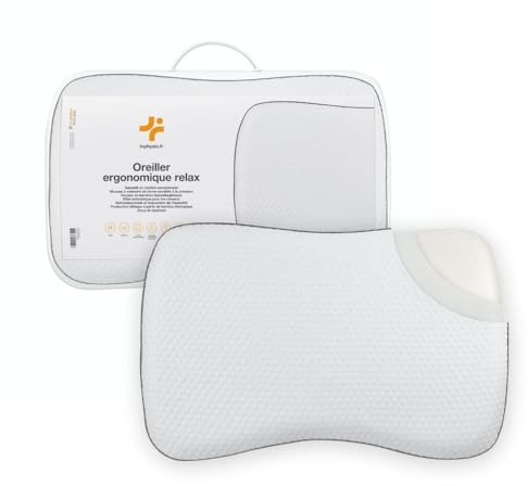 Inphysio Ergonomisches Relax-Kissen - Kissen aus Schaumstoff mit Formgedächtnis - Bezug aus hypoallergenem Bambus - 3D Deluxe Mesh - Anti-Schmerz - 60 x 40 x 13 cm