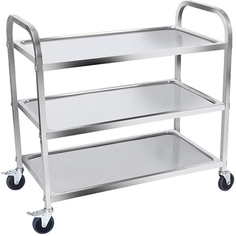DELURA Küchenwagen, Labor-Servicewagen mit feststellbaren Rädern für Hotel, Restaurant,Sie einen Mehrzweckwagen aus Edelstahl