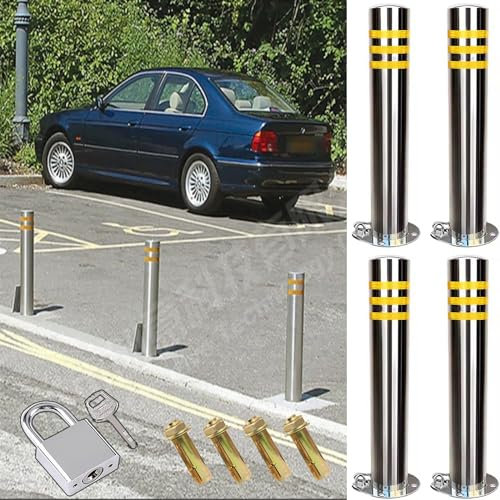 Coni di sicurezza Dissuasori di parcheggio con lucchetto per vialetti, In acciaio inox Paletti delimitatori di traffico, Portatile Barriere di sicurezza per il traffico per aree ad alto traffico ( Col