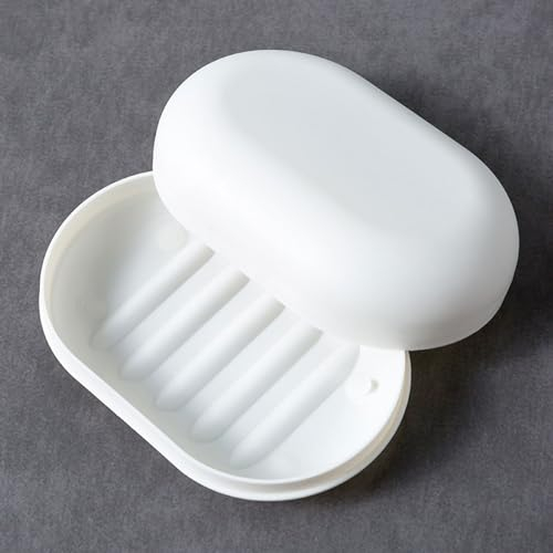 Generic Jabonera para ducha, jabonera de viaje con tapa, contenedor portátil para jabón con tapa, jaboneras para ducha, baño, senderismo, escuela, gimnasio, viajes (blanco)