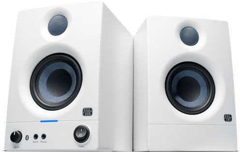 PreSonus Eris 3.5BT Bluetooth Studio Monitors (White), Pair — Powered, Active Monitor Speakers for Desktop, Turntable, Record Player, Bookshelf, DJ Speakers