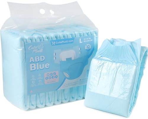 CutiePlusU Pañal adulto 10 piezas Bragas Desechables para Incontinencia con Bucles Azul(Large 37-47)
