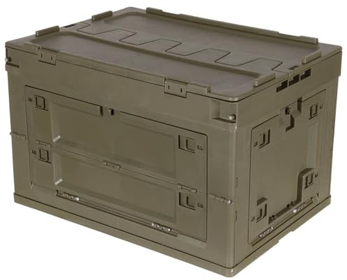 MFH Caja de plástico plegable, 60 l, color verde oliva (60 l)