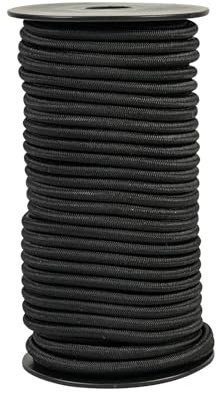 Gummirep 5 mm 30 m, svart expanderrep presenningsrep väderbeständigt spännrep gummisnöre gummisnöre gummiband bungee rep för gör-det-själv pyssel sömnad, bagage, camping (svart, 5 mm x 30 m)