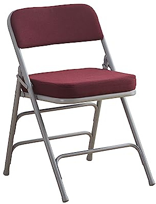 BOOSDEN Padded Folding Chair, Heavy Duty Metal Foldable Chair with Thick Cushion, Fabric Folding Chair for Indoor Outdoor Use, Dining, Party, Office – Comfortable & Space Saving, Red