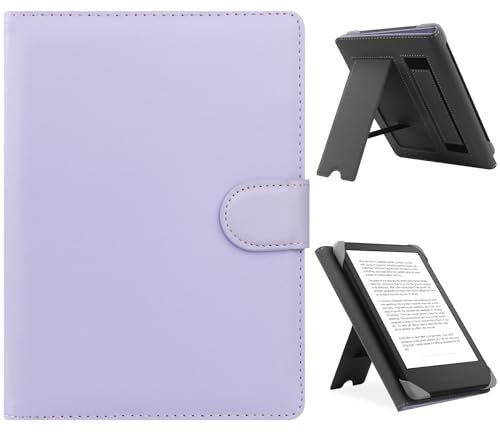 HoYiXi Universal Hülle für 6.8'',7“ ebook Readers,Kompatibel Kindle Paperwhite 2024-2019/Kobo Clara HD/Kobo Clara 2E Leder Stand Schutzhülle für 6-6.8'' Pocketbook/Tolino/Sony eReader,Lila