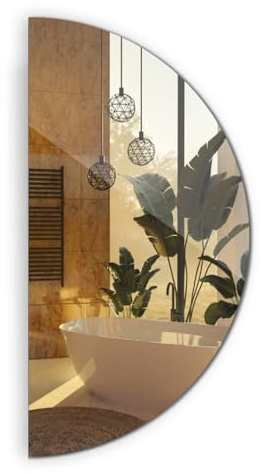 Bellissimo Grande Specchio Semirotondo Decorativo Orizzontale e Verticale per Trucco Senza Cornice per Bagno, Cucina, Camera da Letto Ideale per il Soggiorno Semicerchio 100 cm