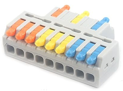 JOYELEC 6 Pezzi Compact Connettore,D3-9 Morsettiere Connettori Elettrici con Polo,Terminali a Collegamento Rapido 3 entrate/9 uscite,cavi 0.08-2.5(4.0) mm²,250V,32A,allungare cavi e fai da te