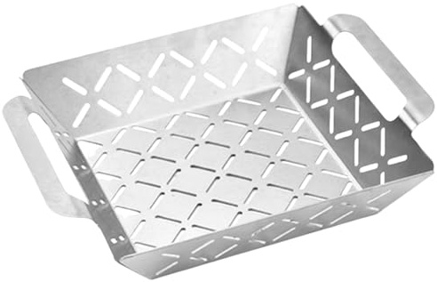 Genérico Cesta para Parrilla | Parrillada Exterior Bandeja Barbacoa - Herramienta de Acero Inoxidable con Malla Gruesa para Carne Camarones Barbacoa Exterior