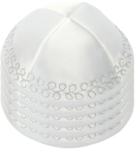 Lpitoy 5 st judiska yarmulkehattar, traditionell judisk kippah för män och pojkar, judisk Yamaka-hatt vit