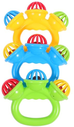 CORHAD 3 Pièces Jouets à Grelots pour Bébés Ans Mini Tambourin Plastique Instrument Musical Portable Éveil et Apaisement Couleurs Aléatoires Couleur Aléatoire