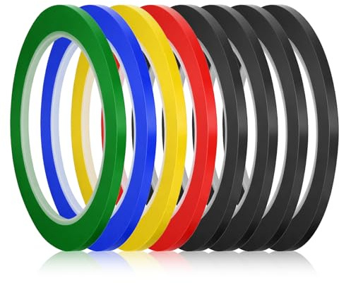 Jeffdad 8 rollos de cinta adhesiva para pizarra blanca, multicolores, autoadhesiva, cinta de marcar, accesorios, cinta gráfica, cinta de marcador para escuela, oficina o hogar (3 mm x 66 m)