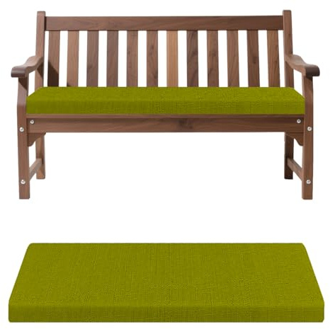 Cojín de banco para exteriores, 120 x 40 x 5 cm, extraíble y lavable, cojín para asiento de jardín, patio, columpio, cojín para uso en interiores y exteriores, color verde hierba, perfecto para bancos
