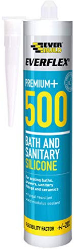 Everbuild 500TR-EB Everflex Bath and Sanitary Silicone, Anti-Fungal Silicone Sealant, Transparent, 295 ml