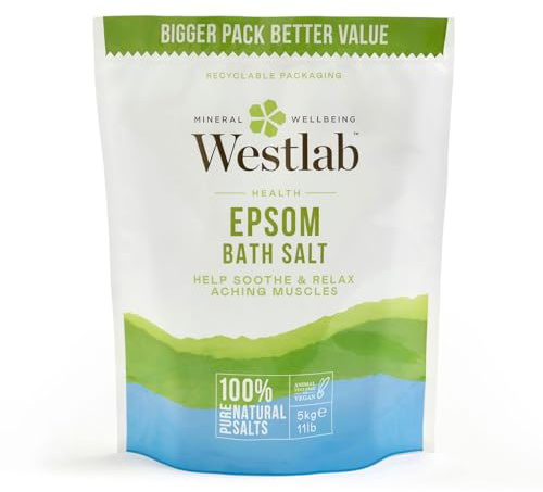 Westlab - Reviving Epsom Salt - 5kg Resealable Pouch - 100% Natural, Pure & Unscented Mineral Salts - Supports Sleep and Relieves Aching Muscles