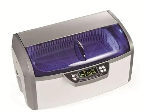 Perel Ultraschallreiniger 6 L, Ultrasonic Cleaner 35 kHz, Schmuckreiniger für Brillen Uhren Gebiss Münzen Schlüssel, Edelstahlbehälter, digitaler Timer und Temperaturregelung, Ablassventil, kratzfrei,