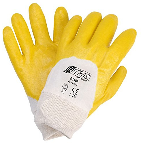 Nitras® 03400 Nitrilhandschuhe gelb teilbeschichtet mit Strickbund, Größe:11