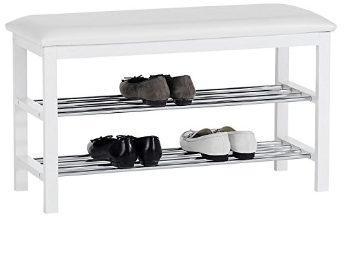 IDIMEX Sitzbank Schuhbank SANA, in weiß mit gepolsterter Sitzfläche und 2 Schuhablagen