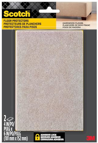 Scotch SP800-NA Brand Felt 3M, for Protecting Hardwood Floors, Rectangle, Beige, 4 in. x 6 in, 2 Pads/Pack
