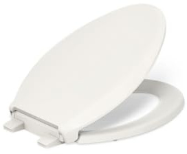 KOHLER K-7315-96 Cachet Quick-Release Elongated Toilet Seat, Quick Attach Hardware, Easy to Clean, Color-Matched Plastic Hinges, Biscuit