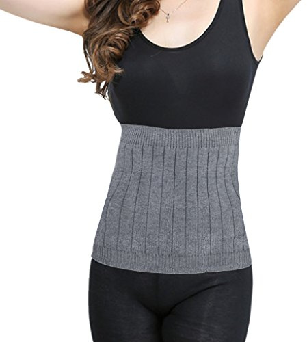 Unisex Adults Warm Soft Cashmere Waist Warmer Kidney Binder Supports Stretchy Thermal Waistband Lumbar Stomach Warming Protector Wrap Back Brace Band Grey