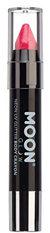 Moon Glow - Neon UV Glitter Face Paint Stick / Body Crayon makeup for the Face & Body - Hot Pink - Glows brightly under UV lighting