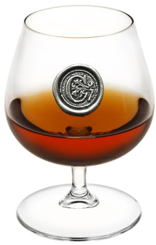 English Pewter Company 14.5oz Brandy Cognac Snifter Glass with Monogram Initial - Personalised Gift with Your Choice of Initial (C) [MON203]