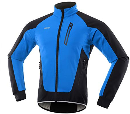 ARSUXEO Fahrradjacke Herren Radjacke Winter Fahrrad Jacke Thermo Reflektierende Wasserdicht Atmungsaktiv Softshell Winterjacke 20B Blau S