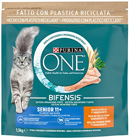 Purina ONE Bifensis Katzenfutter Senior 11+ mit Huhn, 6 Beutel à 1,5 kg
