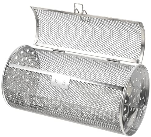 Kichvoe Cesta Rodante para Barbacoa Cesta para Asador Accesorio para Parrilla Jaula para Horno Cesta para Asador de Parrilla de Acero Inoxidable para Accesorios para Asar a La Parrilla